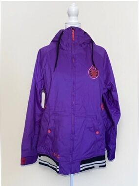 Vintage Nomis Snowboarding Ski Jacket Purple Women's Sz Large Zip Pockets